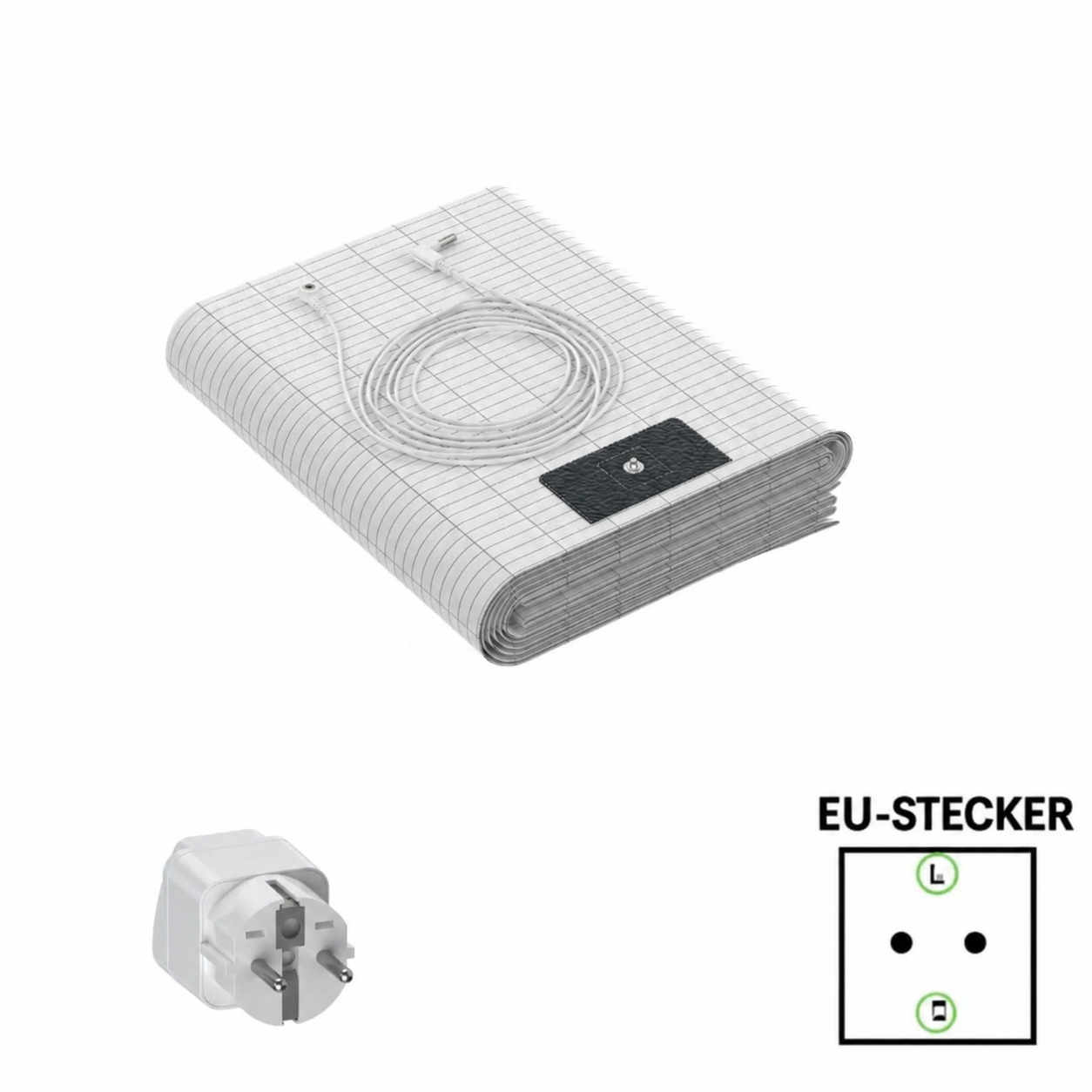 Erdungstuch mit Anschlusskabel und EU-Stecker